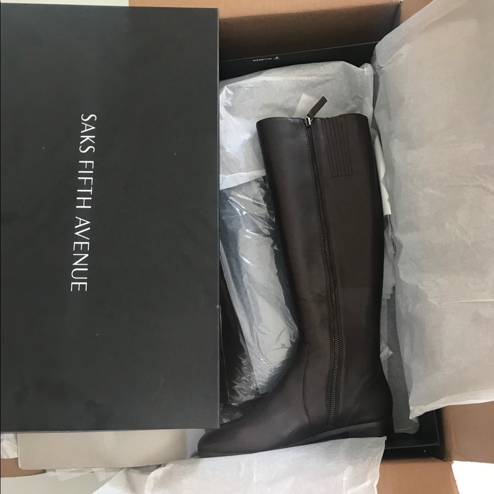 SAKS 5TH knee-high Leather Boots brown size 8